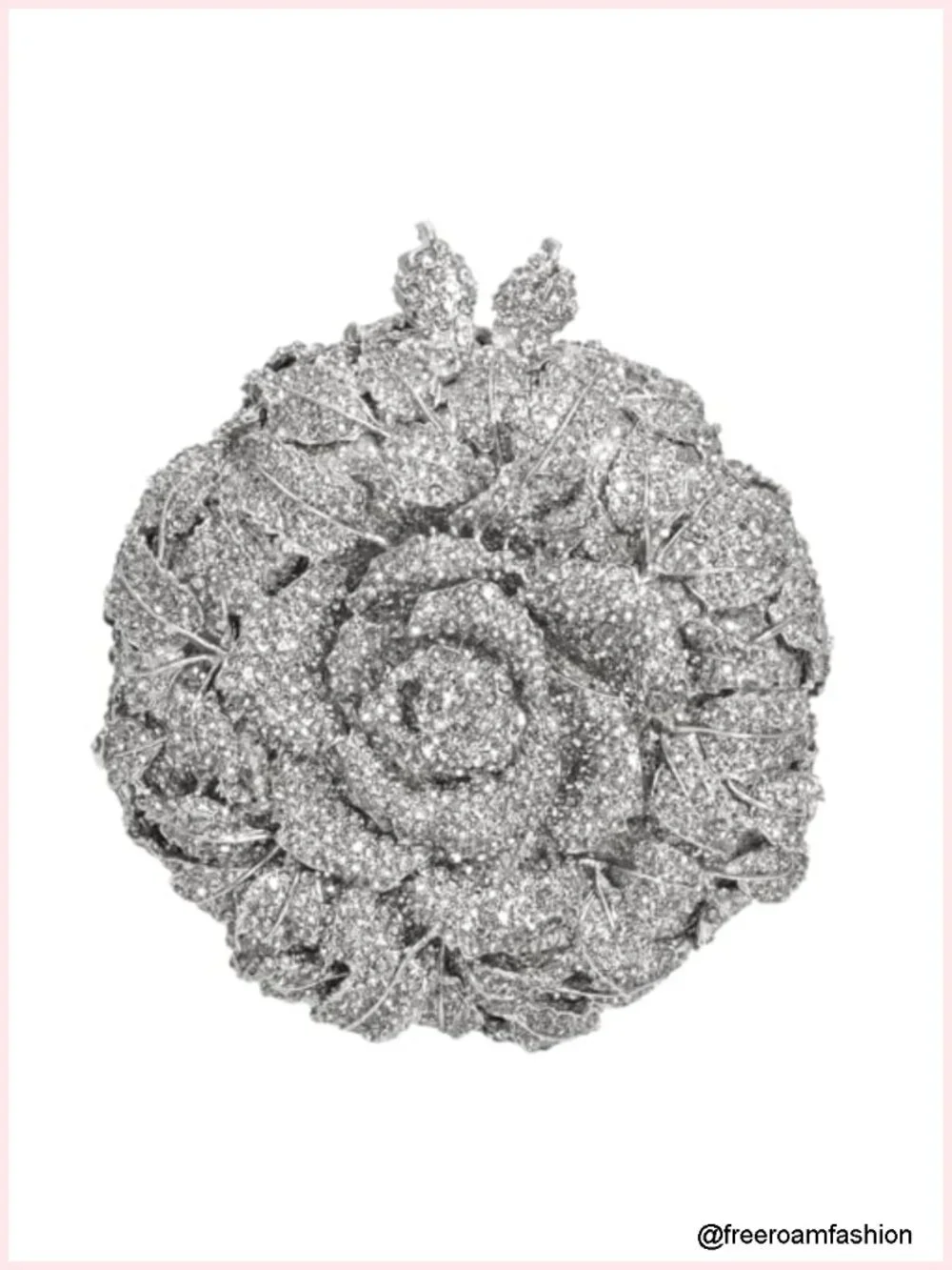 Rhinestone Rose Evening Clutch Elegant Chain Purse Handbag Prom Party